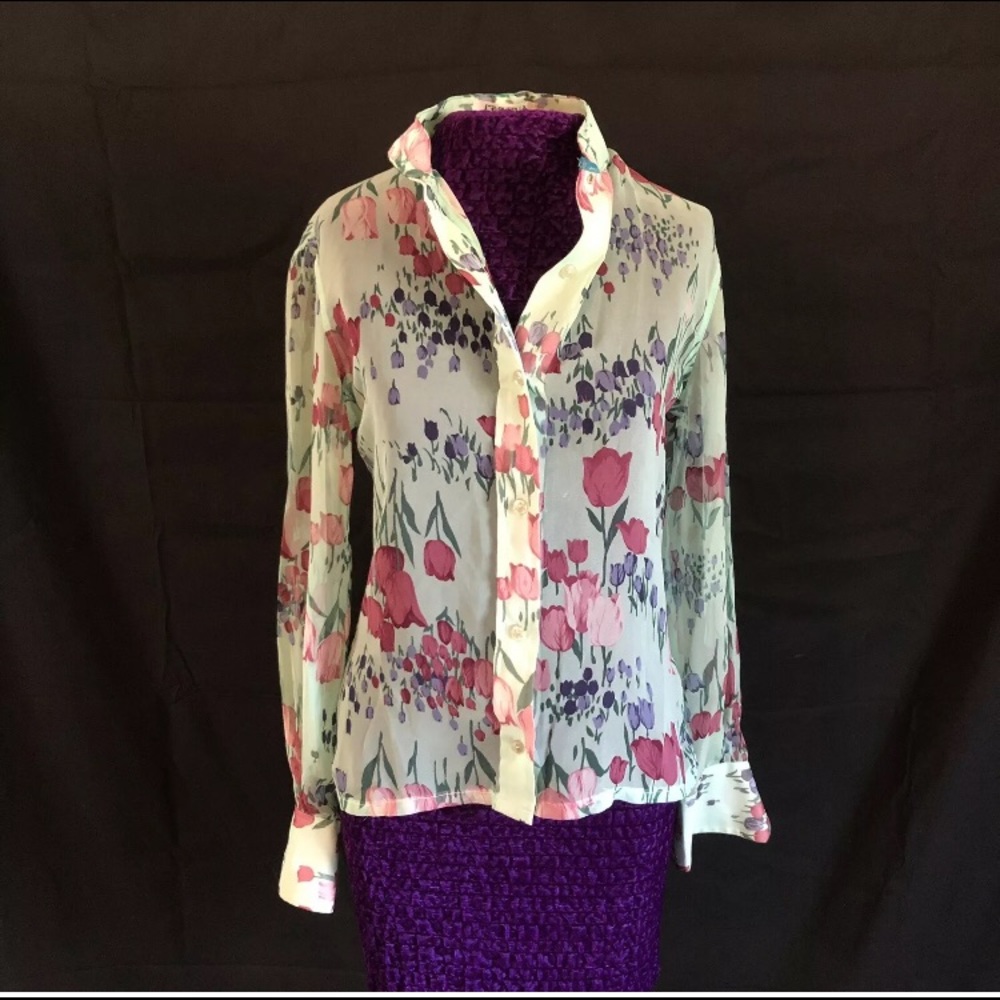 Vintage Sheer Floral Blouse by Loubella